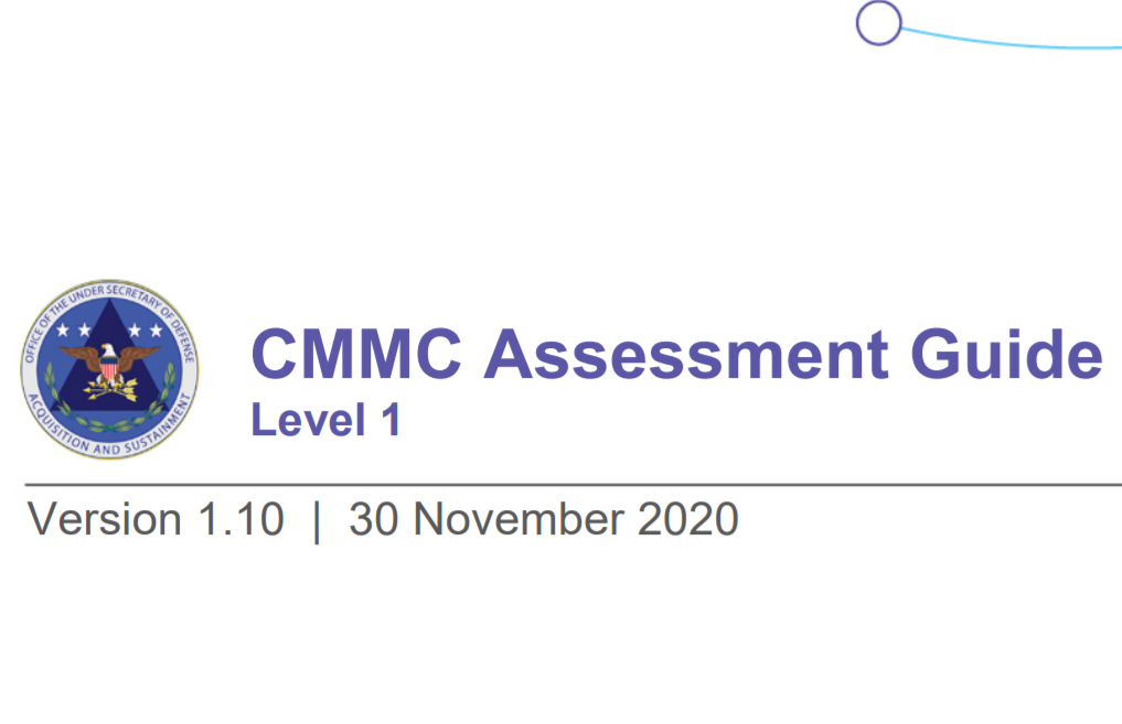 Image of the CMMC assessment guide level 1 version 1.10 from 30 november 2020