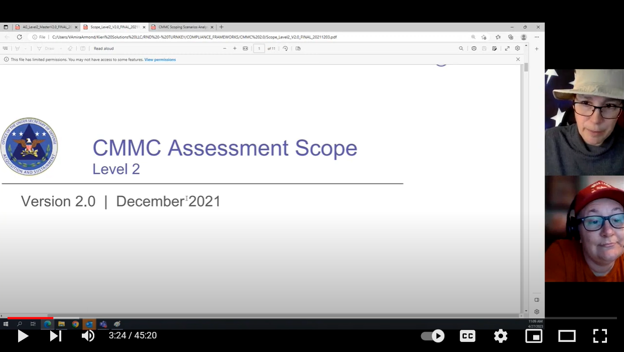 Screenshot from video about CMMC Level 2 scoping, showing the Level 2 Assessment Guide
