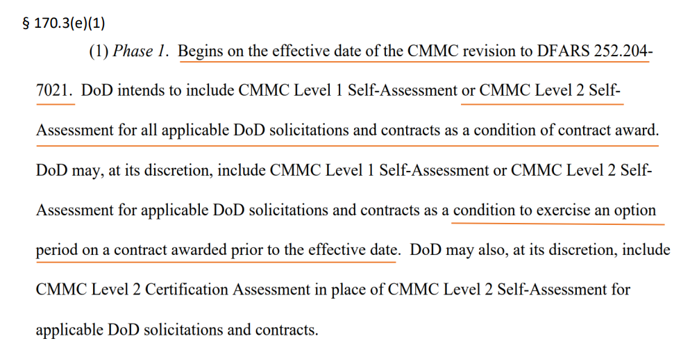 CMMC Level 2 Self Assessment Proposed Rule analysis